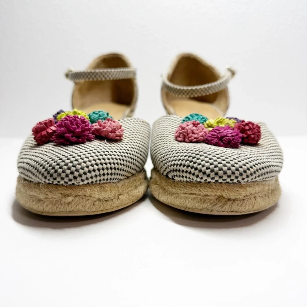 Talbots Lyndsay D’Orsay Pom Two Tone Cotton Espadrille Wedges